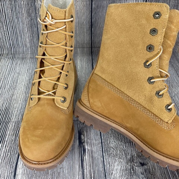 Timberland Womens Waterproof Roll Down Teddy Fleece Wheat TB08329R - Picture 7 of 8